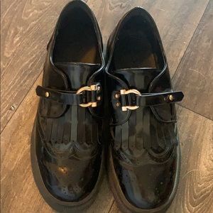 patent leather England style vintage shoes